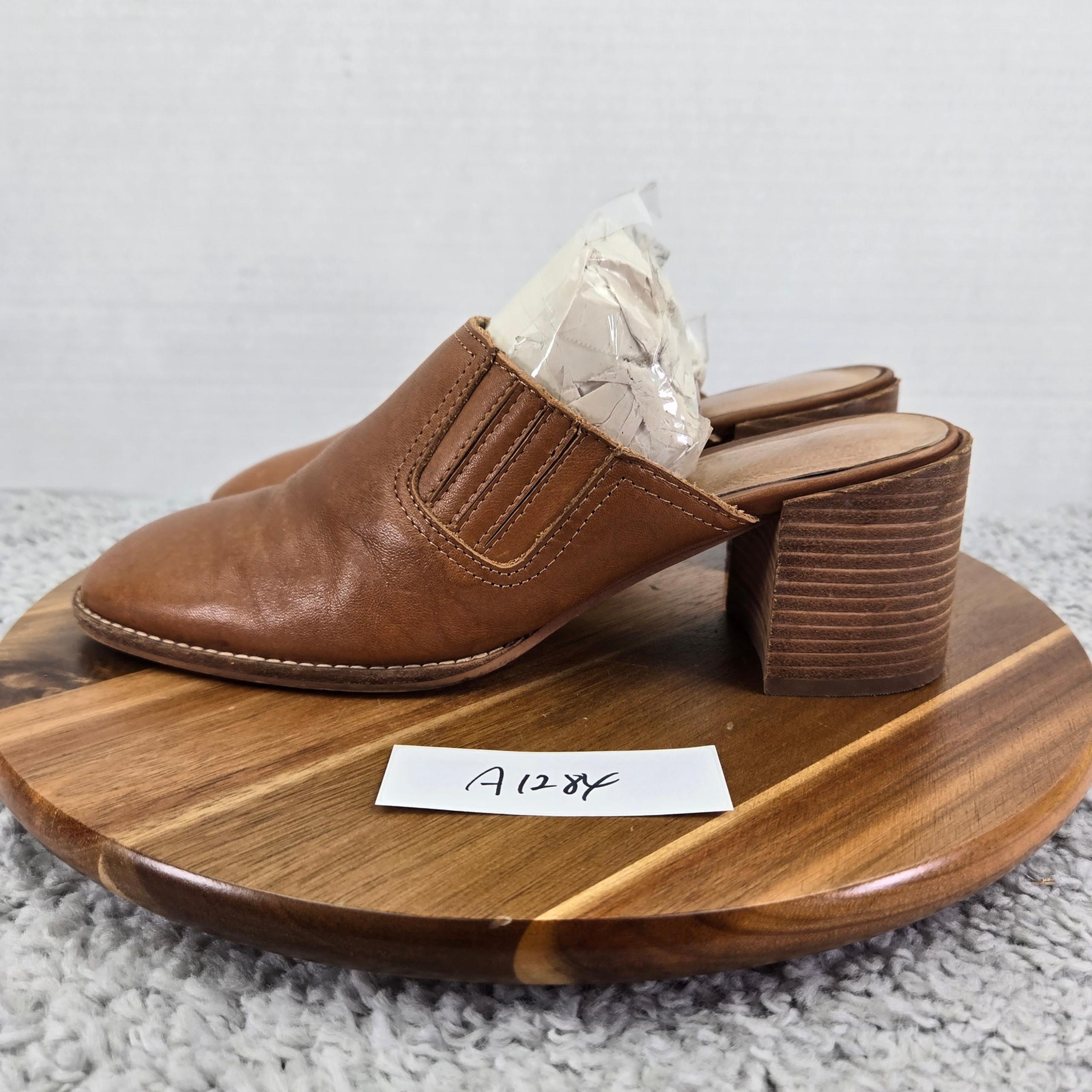 Madewell Carey Mule Brown Leather Slip On Casual Chunky Stacked Sandals Womens 9