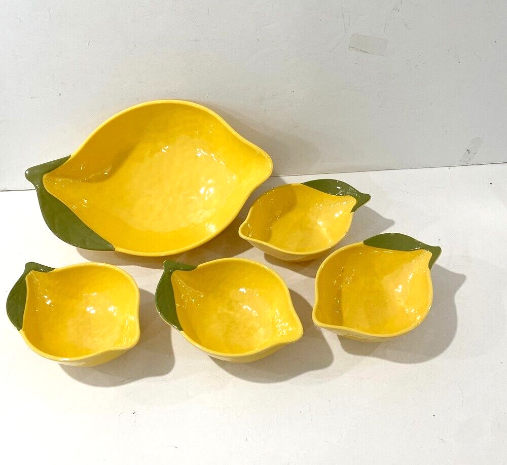 Lucky Star 5 Pc Lemon Bowl Set Yellow Melamine Serving Sauce Dips Snacks