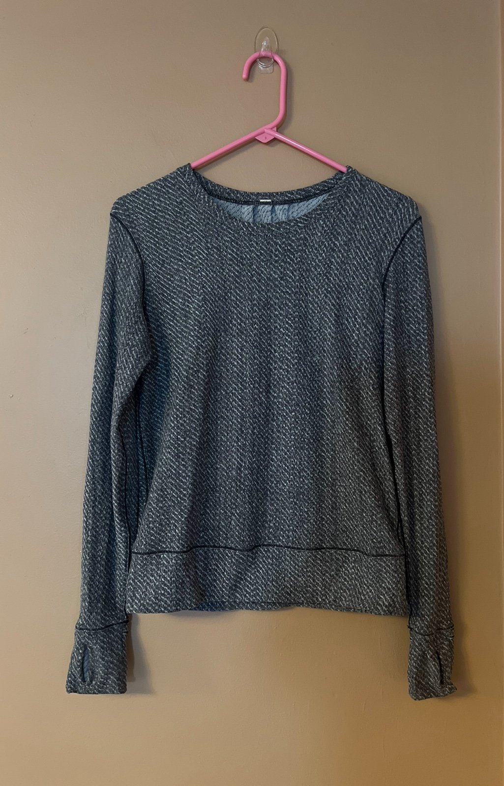 Lululemon Rush Hour Long Sleeve Heathered White Heathered Black Size 4