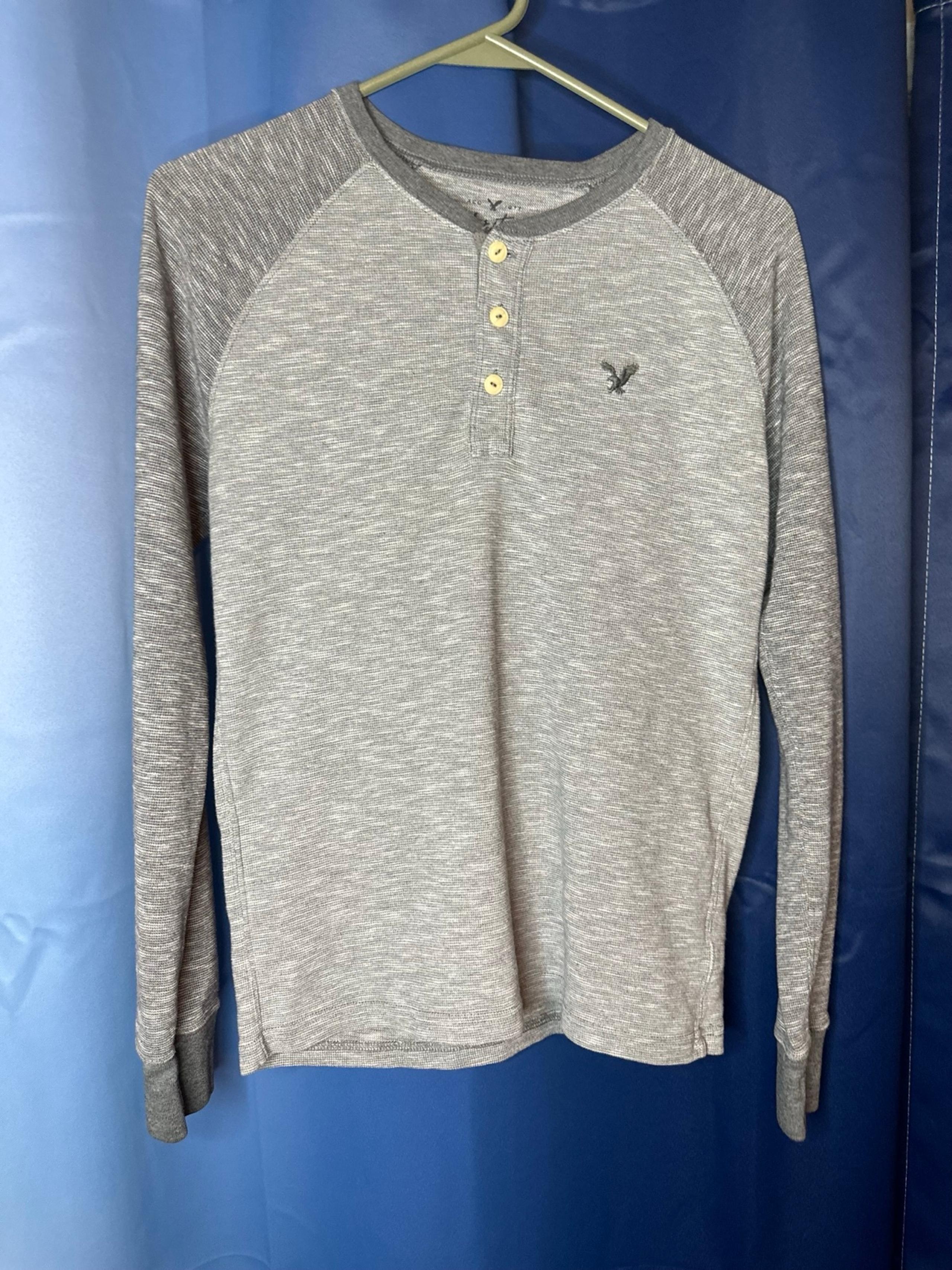 American Eagle Outfitters Heritage Thermal Henley  Shirt Men’s XS Gray
