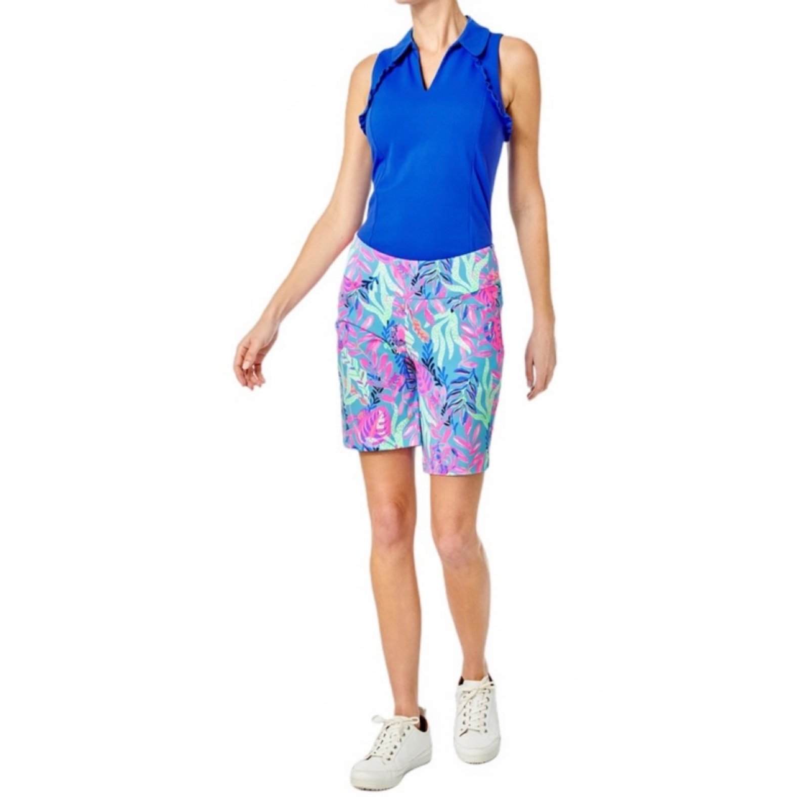 NWT Lilly Pulitzer Luxletic Reid Porto Blue You’ve Been Spotted Ocean View Short