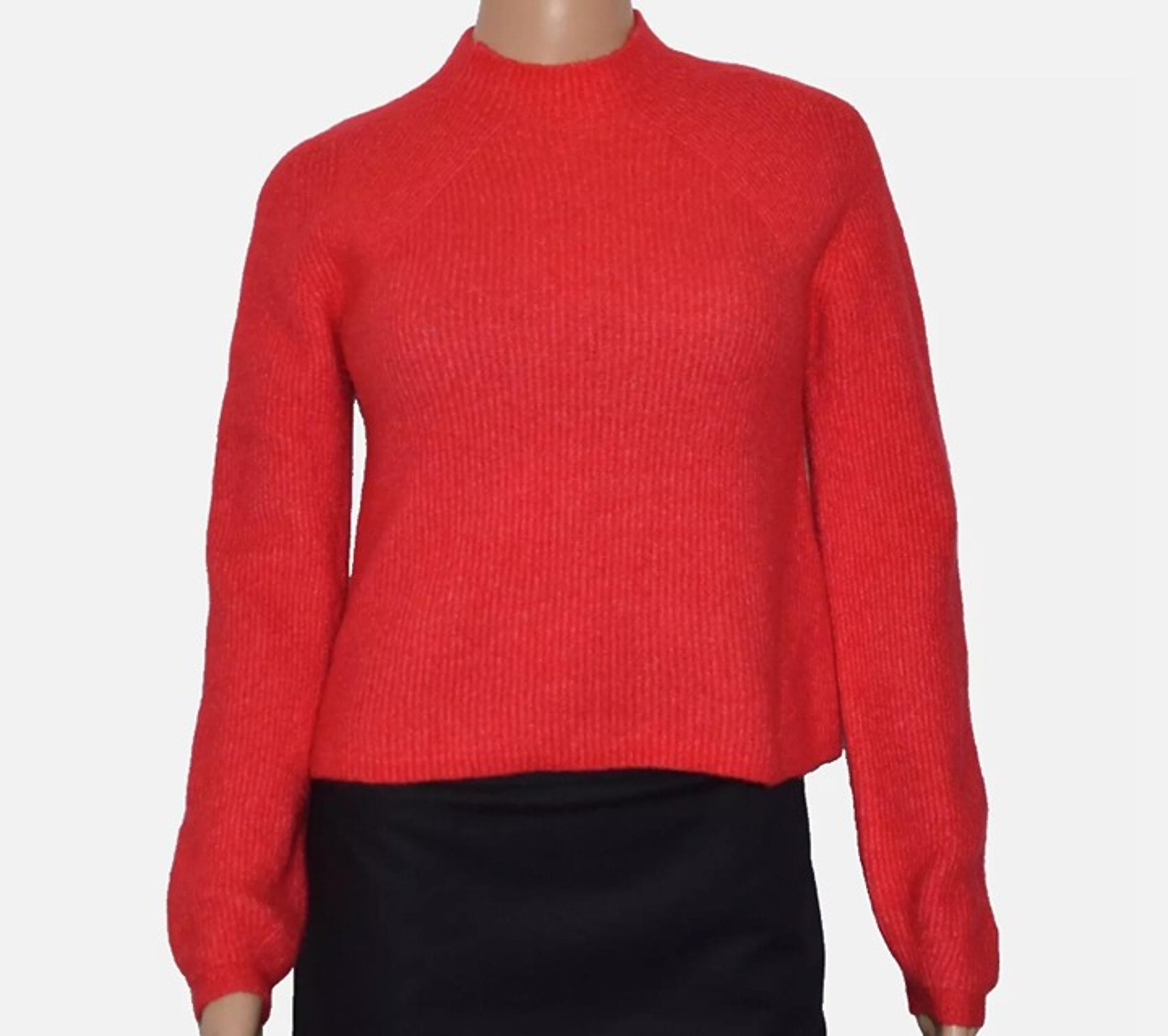BANANA REPUBLIC Cropped Ribbed Wool Blend Mock Neck Red Sweater Size S