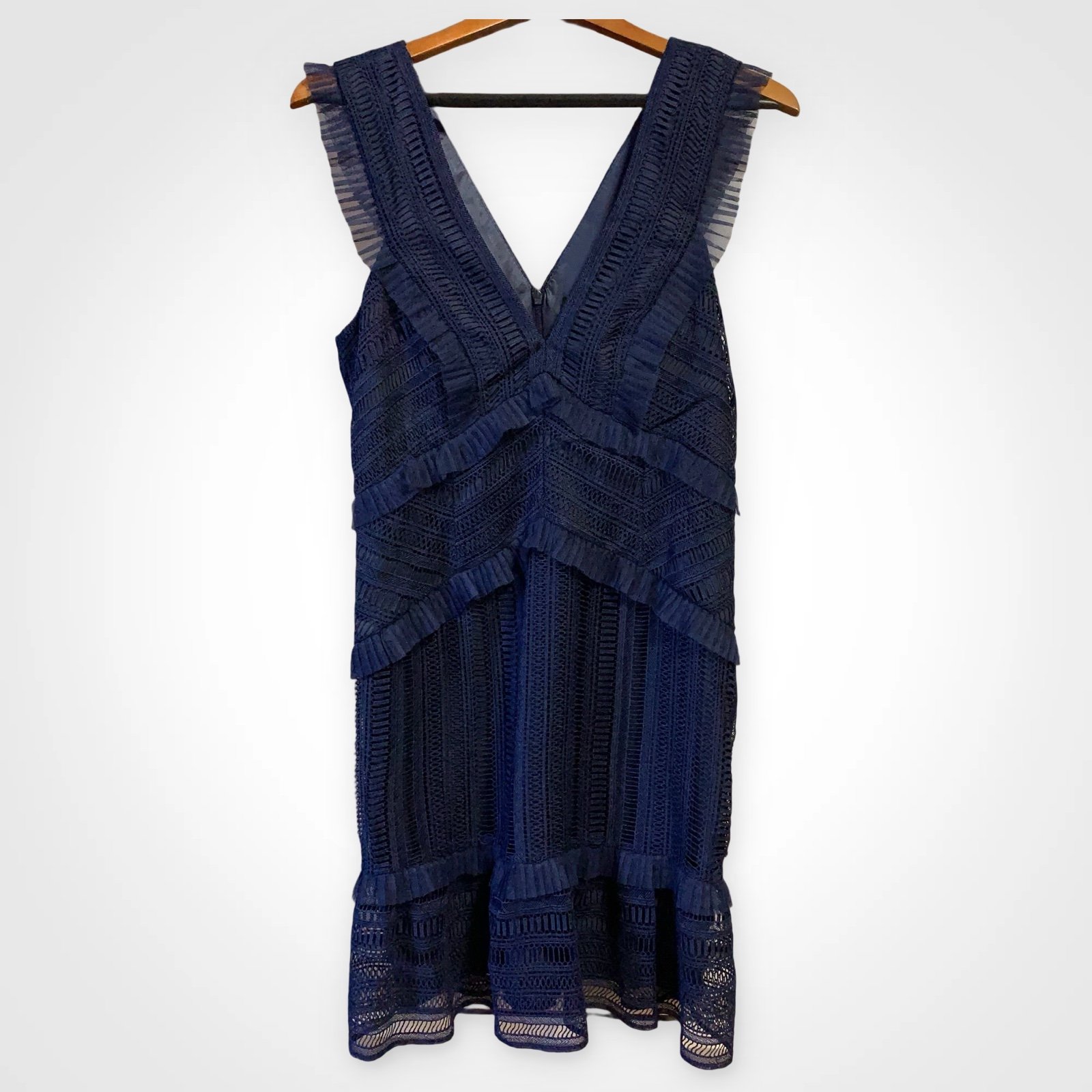 NWOT Bardot Navy Blue Dress Lace Dress Layered Elegant Classic Dress 10