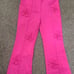 Neon Hot Pink 3D Flower Applique Bootcut Dress Pants