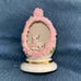 Irish Dresden Porcelain Pink Lace Easter Egg With Two Bunny Rabbits New