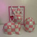 Easter Pink Bunny Checkered Bunny and Pink Chequered Egg. New.