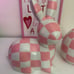 Easter Pink Bunny Checkered Bunny and Pink Chequered Egg. New.