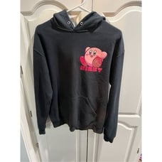 Nintendo Kirby Hoodie Adult Size Medium Black Pink Gaming Gamer