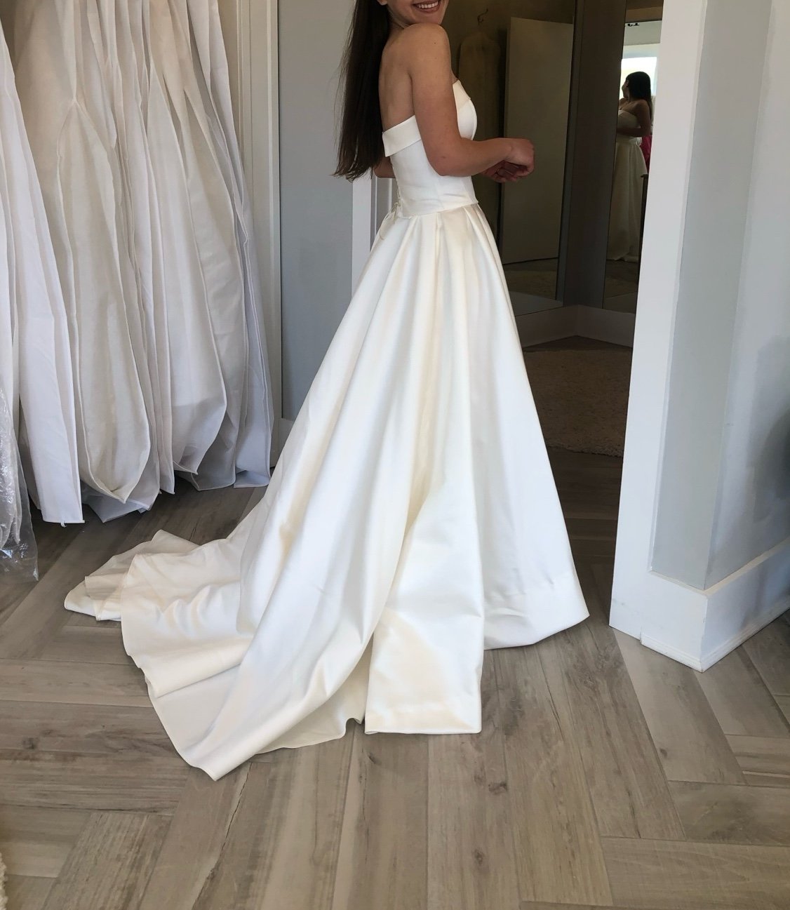 Custom-Made Two-Piece Satin Ballgown Wedding Dress (Adjustable Size)