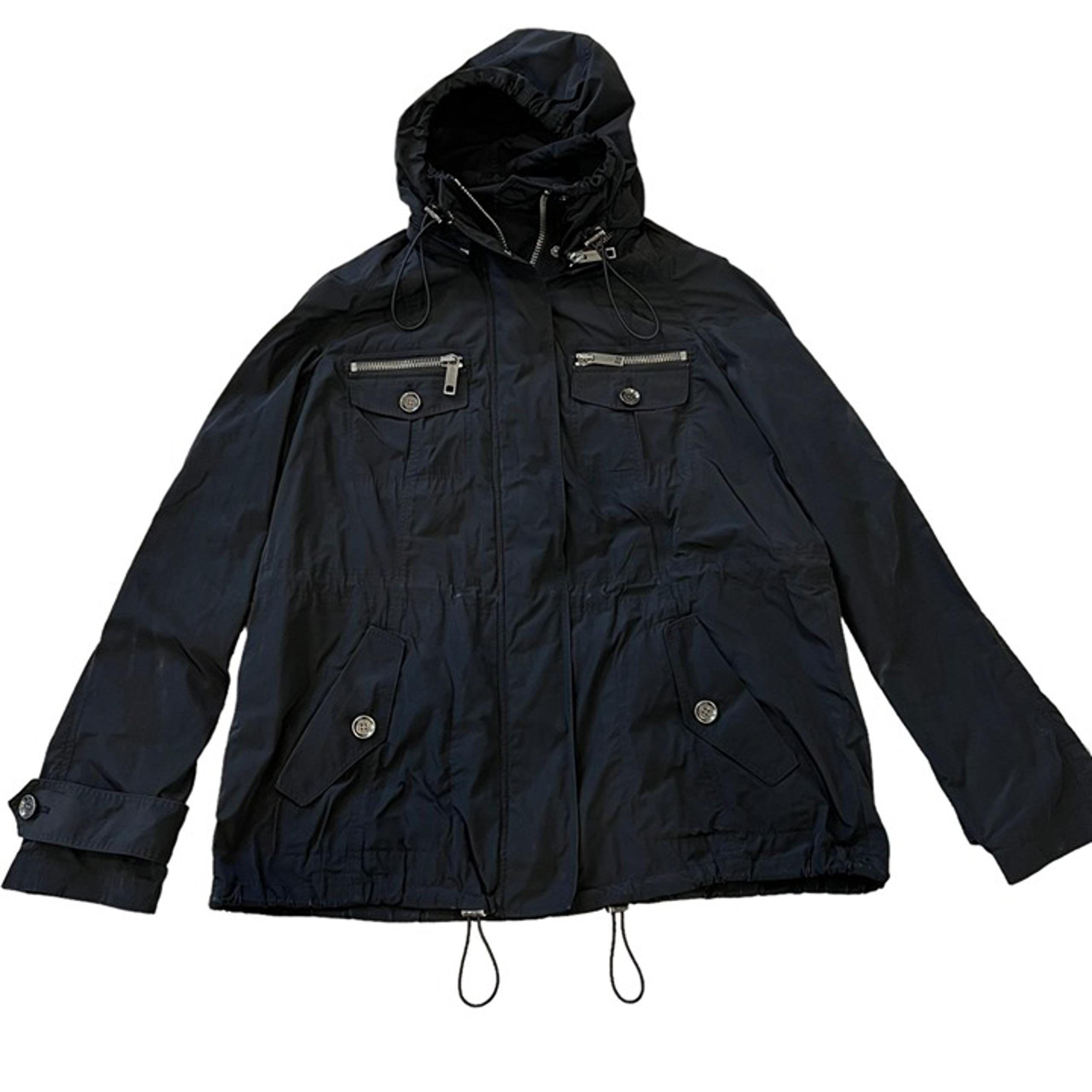 Burberry Brit Women's Removable Hood Black Parka Raincoat Jacket Size 10