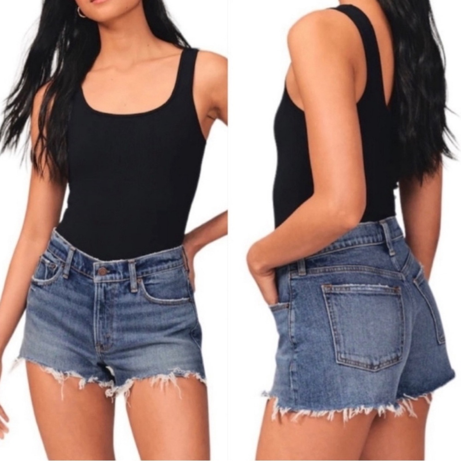 Abercrombie & Fitch The Mom Mid Rise Curve Love Shorts in Medium Wash Size 10/30