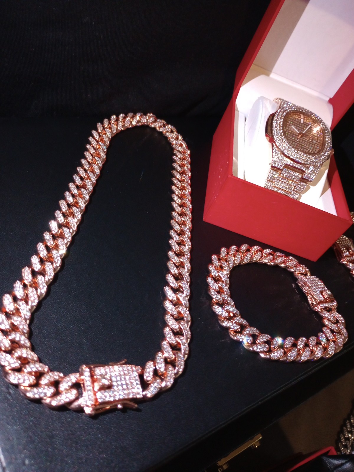 Watch , 18 chain, two bracelets Real Diamonds, but they’ve been produced in th