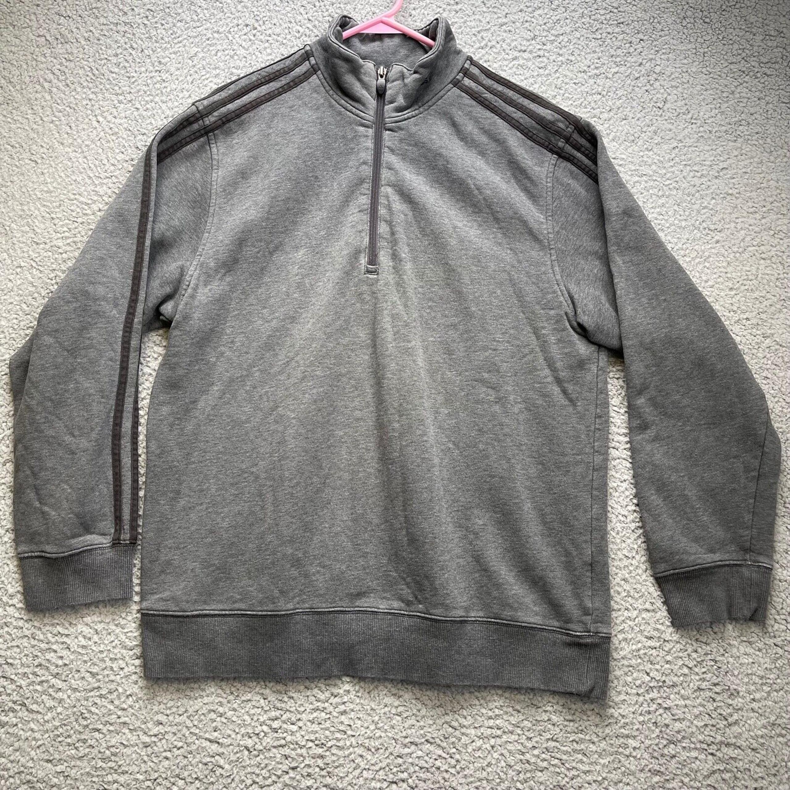 Adidas Track Jacket Mens Medium Gray Full Zip 3 Stripe Active Athletic