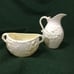 Belleek Ivy Yellow Luster Creamer & Open Sugar Bowl 3rd Black Mark 1926-46 FLAW