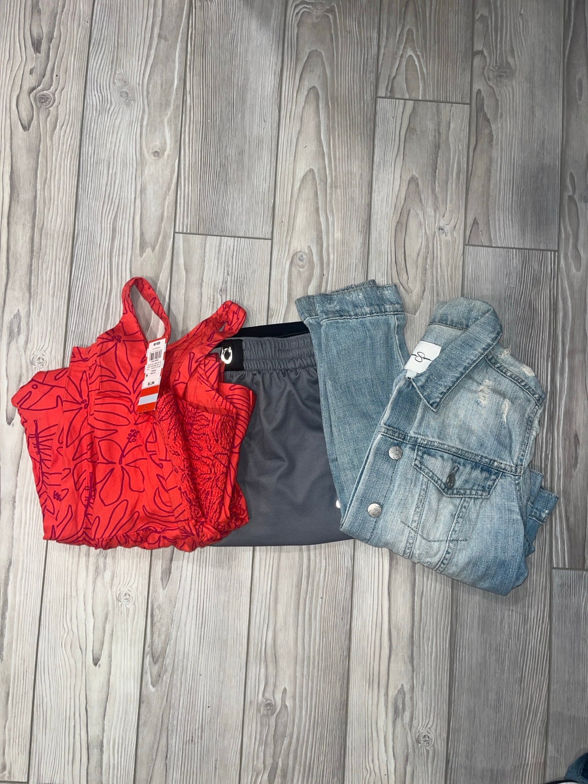Girls Jumpsuit , boys shorts, womens jean jacket
