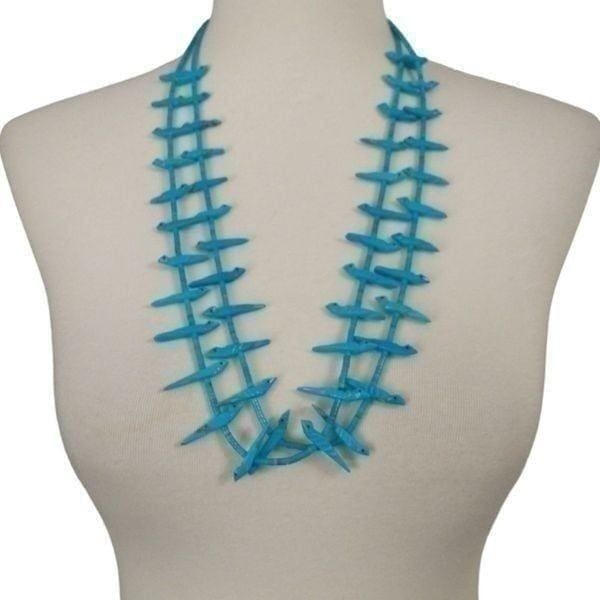 Vtg Kingman Turquoise Fetish Necklace Heshii Santo Domingo Kewa 60s 70s 26 Inch.