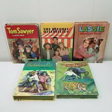 Whitman Lot Of 5 Vintage Classics Huckleberry Finn Tom Sawyer Lassie Beverly