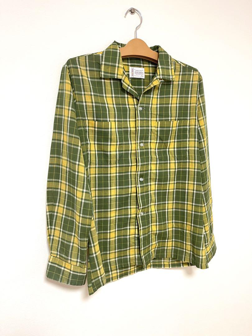 TOWN CRAFT Flannel Shirt 60-70s Open Collar M Wool Red Check