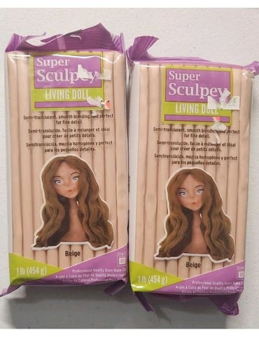 Super Sculpey Living Doll Clay 1lb Beige-NEW 2 Pack, 2 Lbs Total