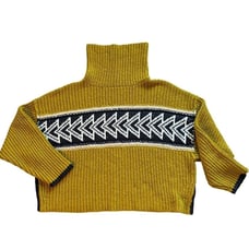 Free People Chunky Sweater Size Small Arrow Turtleneck Mustard/Olivia