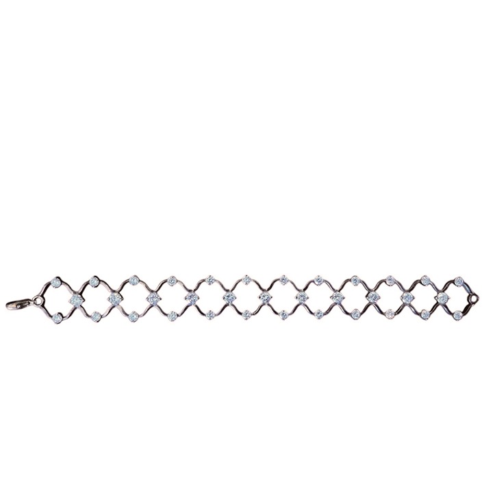 Cz Diamond & sterling Silver Tennis Bracelet 7 Elegant Lattice Design