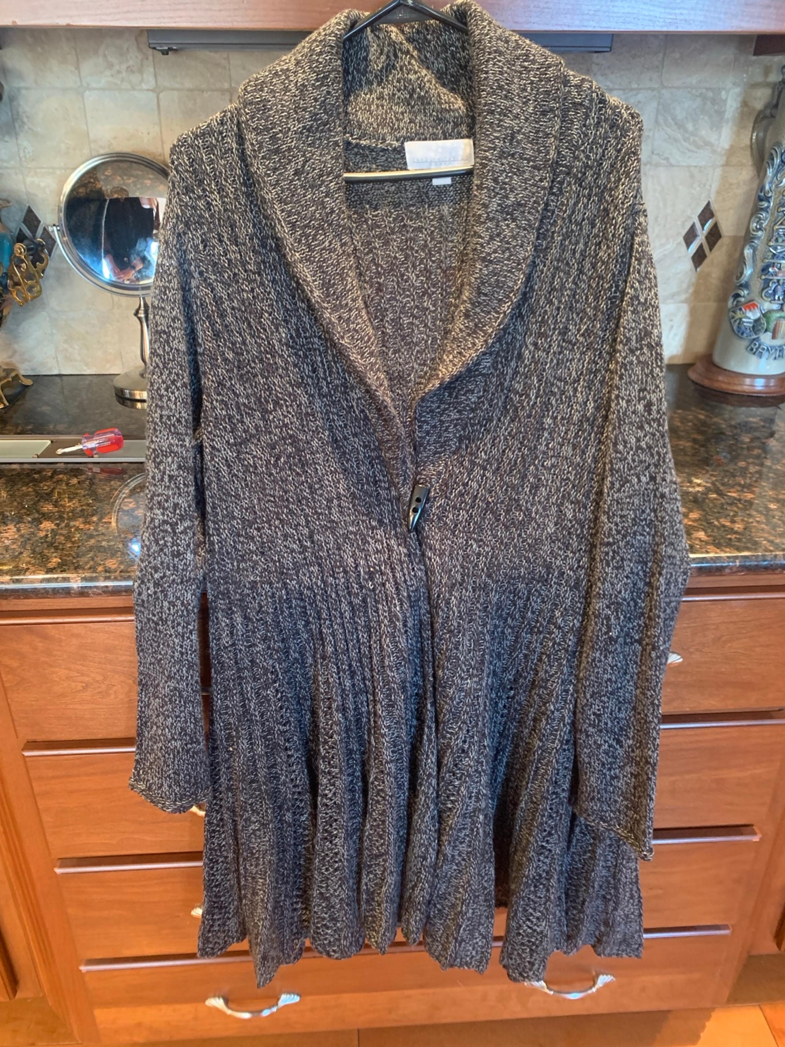 Carolyn Taylor Long Flared Cardigan Womens Sweater 1X Knit