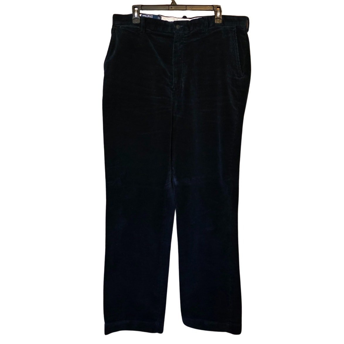 Polo Ralph Lauren Corduroy Pants Men 36/34 Dark Blue Flat Front Pockets Cotton