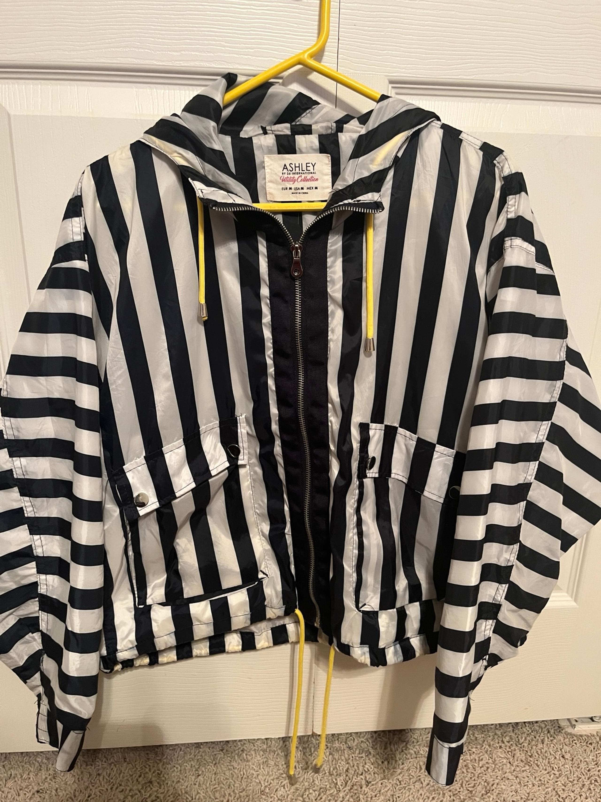 Ashley by 26 International Utility Special Striped Zip Front Jacket