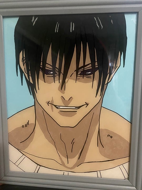 Toji Fushiguro Anime Art Glass Painting Jujutsu Kaisen 8x10