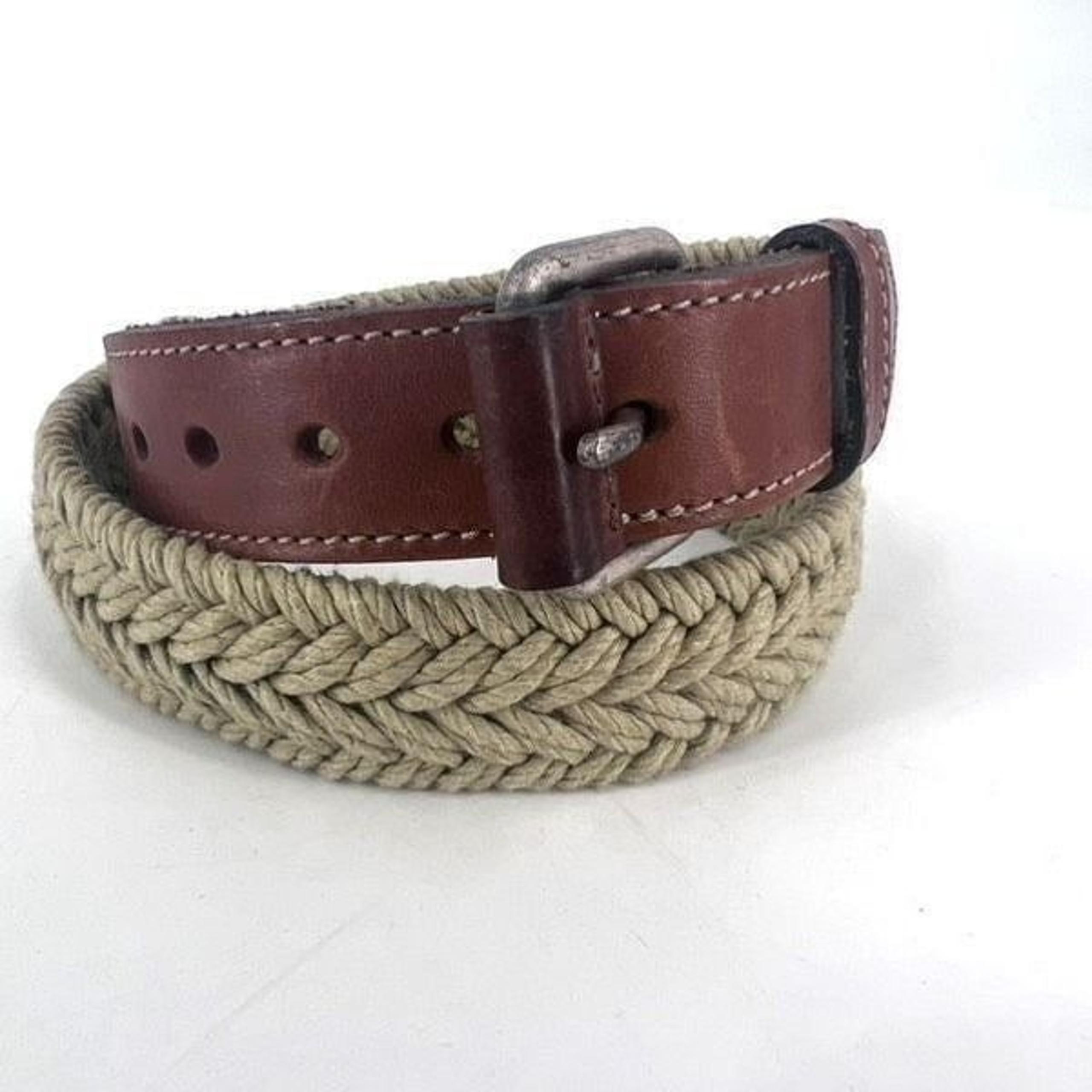 Gap Unisex Genuine Leather Elastic Woven Braided Waist Belt Beige Tan Size 32