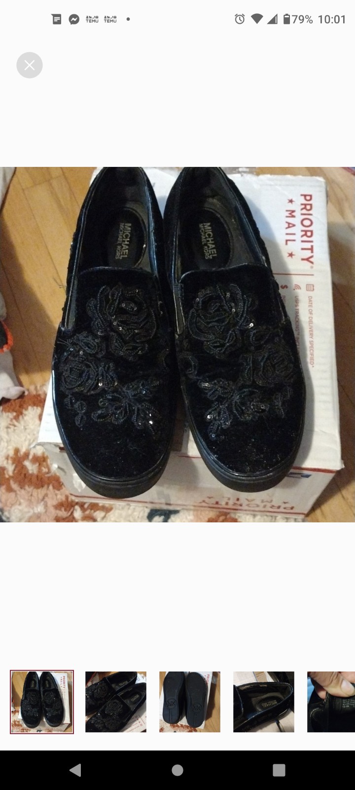 Micheal kors velvet beaded slip on shoes 7.5