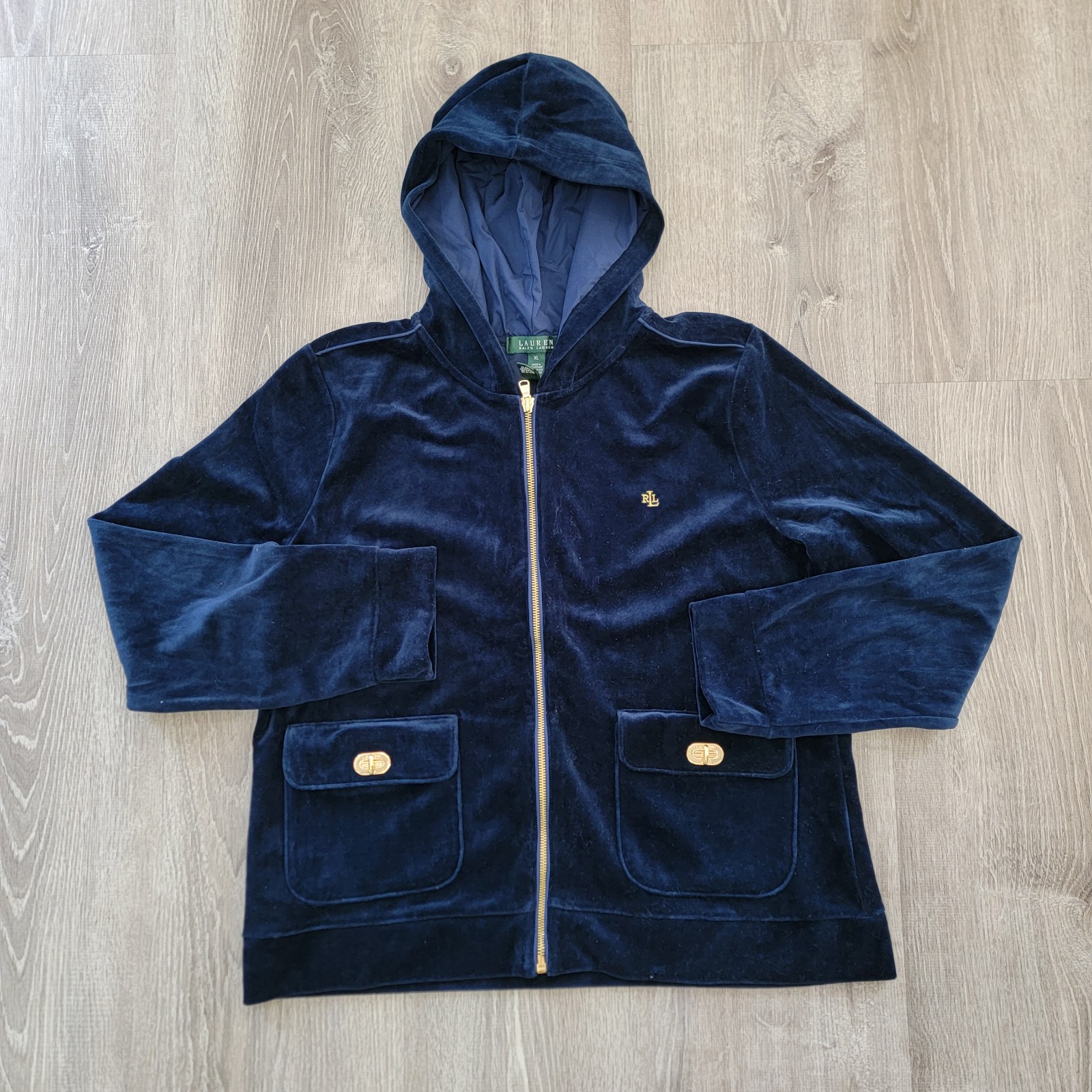 Lauren By Ralph Lauren Velour Full-Zip Hoodie Women's Size XL