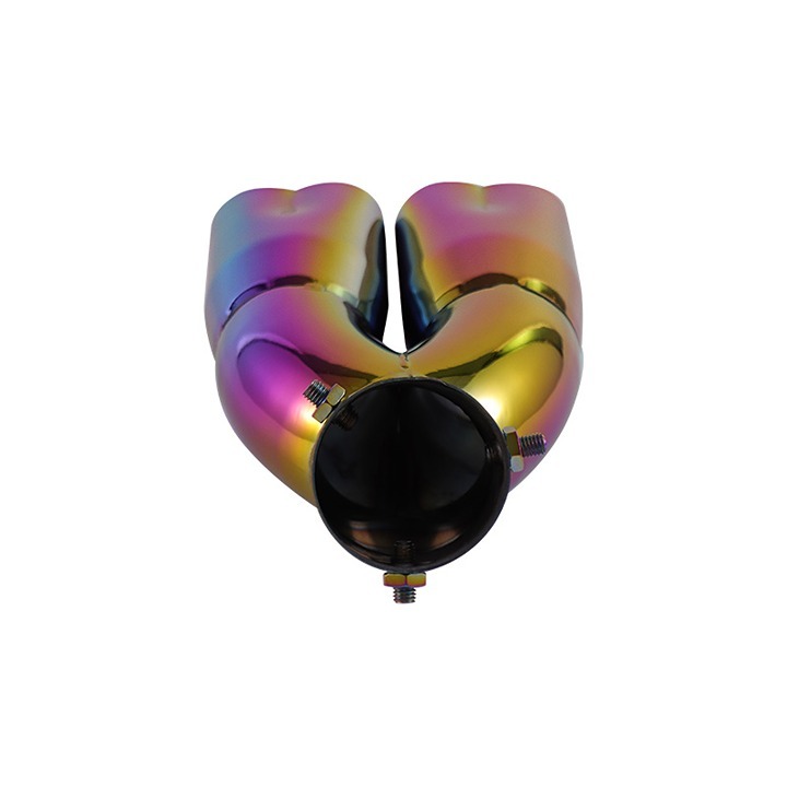 New Neo Chrome Dual Heart Shaped Stainless Steel Car Exhaust Pipe Muffler Tip