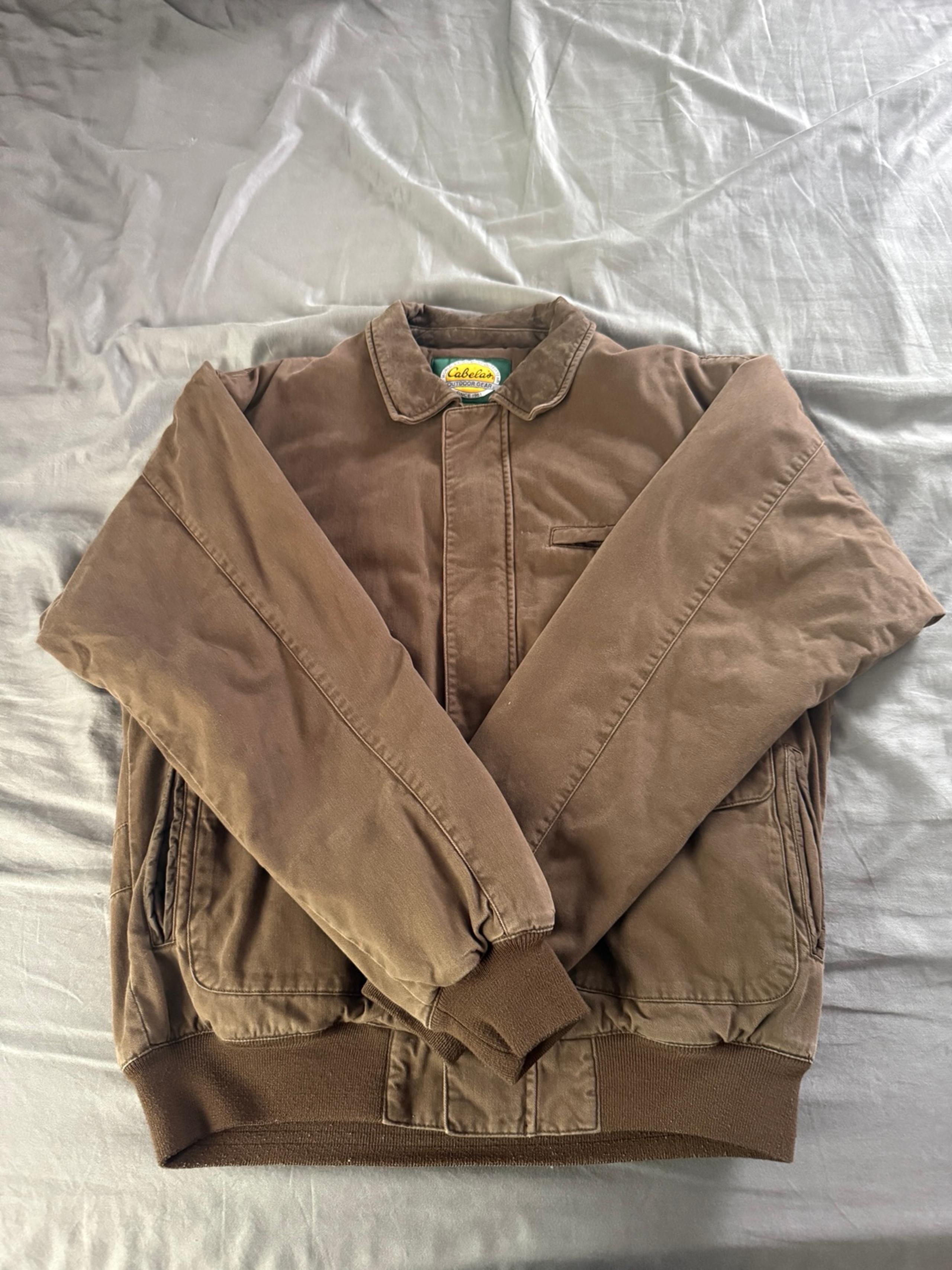 Vintage Cabela’s Outdoor Canvas Jacket with Leather Collar Men’s M Tall