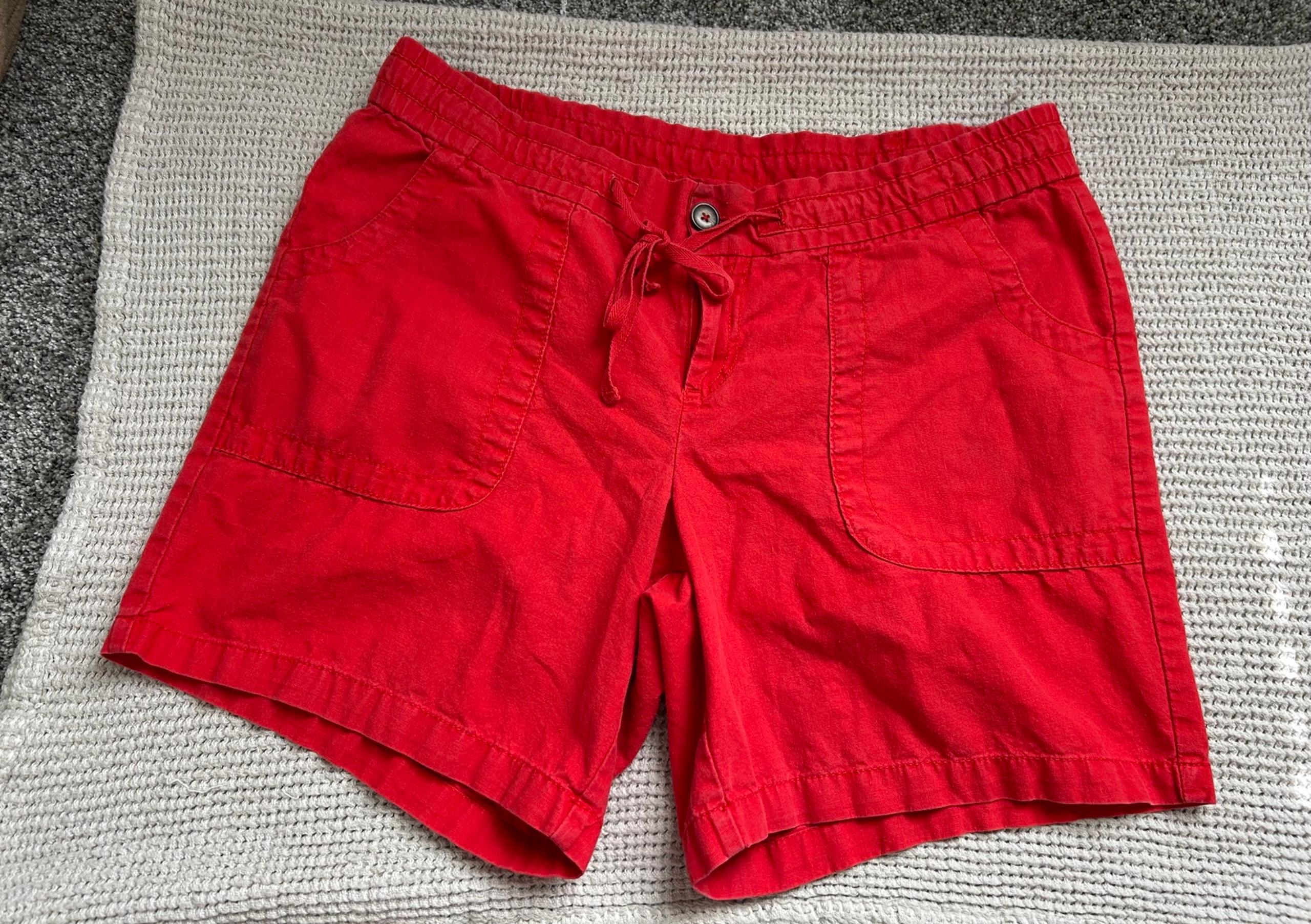 Linen Cotton Womens Lane Bryant Red Shorts Size 16 Scarlet Red