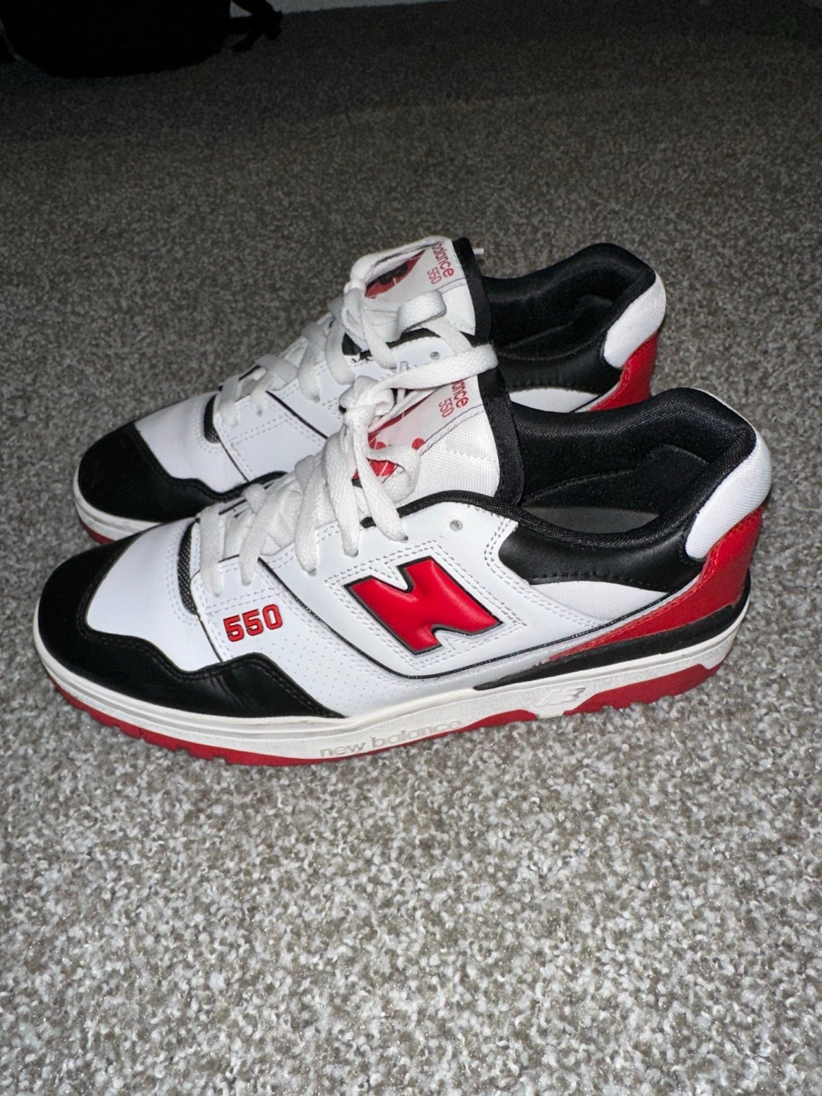 New Balance 550 red and white