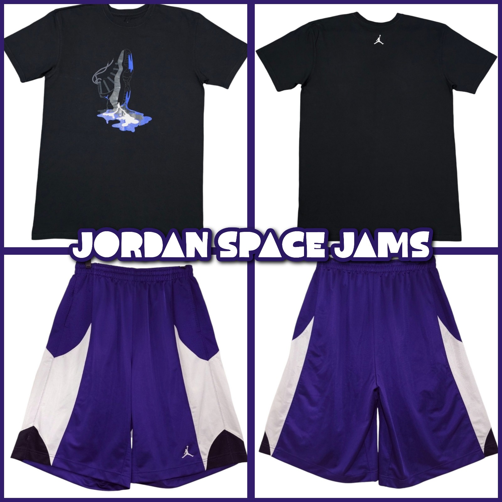 Jordan 11 2009 Space Jams T Shirt & Durasheen Basketball Shorts Men's LG