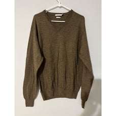 Peter Millar Sweater Mens XL Brown V Neck Long Sleeve Pull Over 100% Merino Wool