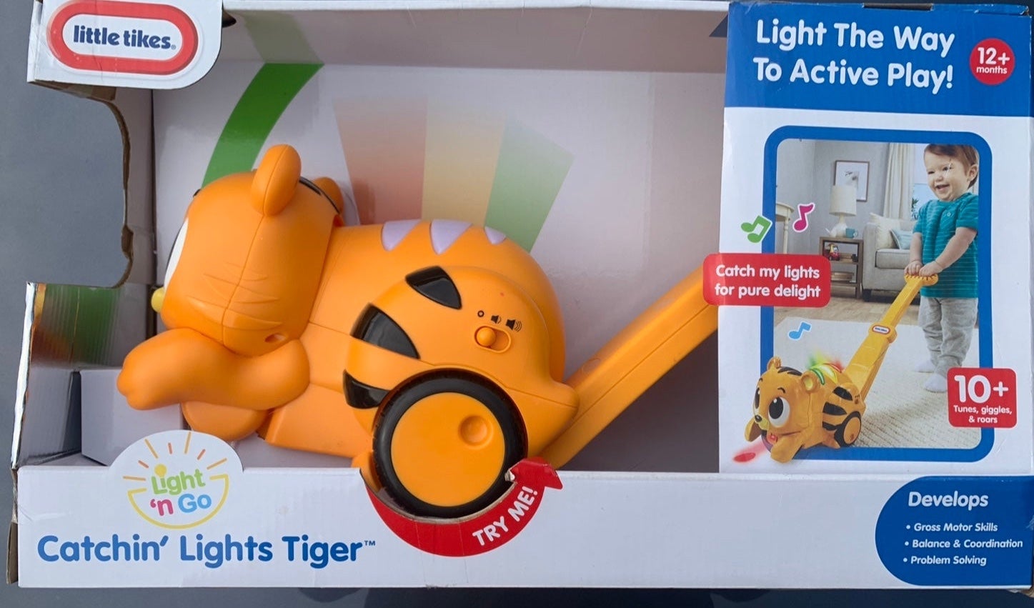 NIB Little Tikes Light n Go Catchin Lights Tiger Toddler Push Toy Lights &Sounds