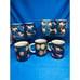 Mug Stoneware mugs drip glazed blue beige animals prints, 7 Pc Vintage