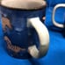 Mug Stoneware mugs drip glazed blue beige animals prints, 7 Pc Vintage