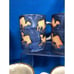 Mug Stoneware mugs drip glazed blue beige animals prints, 7 Pc Vintage