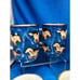 Mug Stoneware mugs drip glazed blue beige animals prints, 7 Pc Vintage