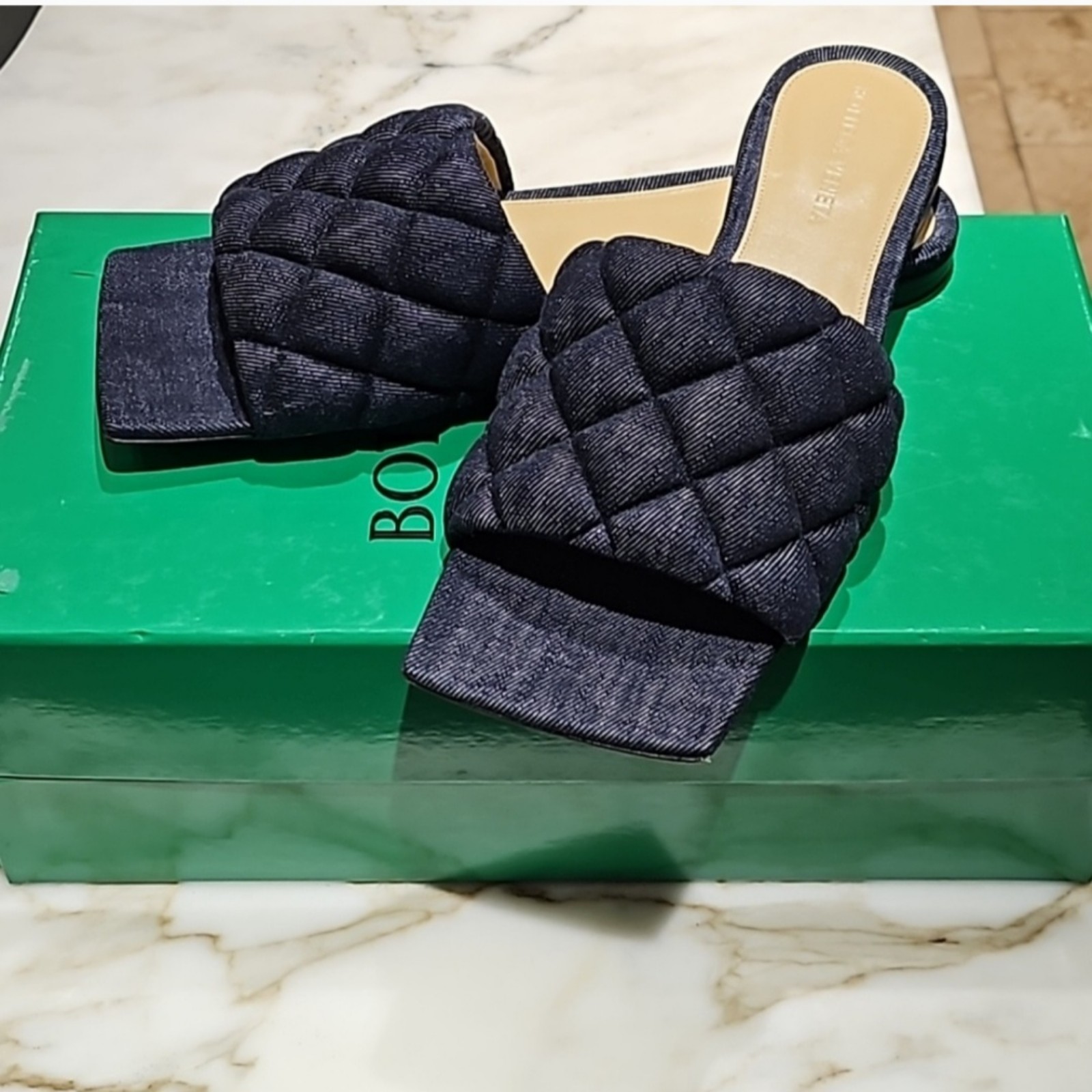 Bottega Veneta padded sandal denim indigo