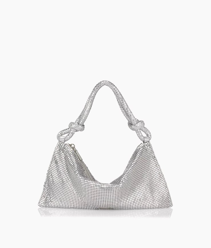 Cult Gaia nano Hera rhinestone mesh shoulder bag - silver