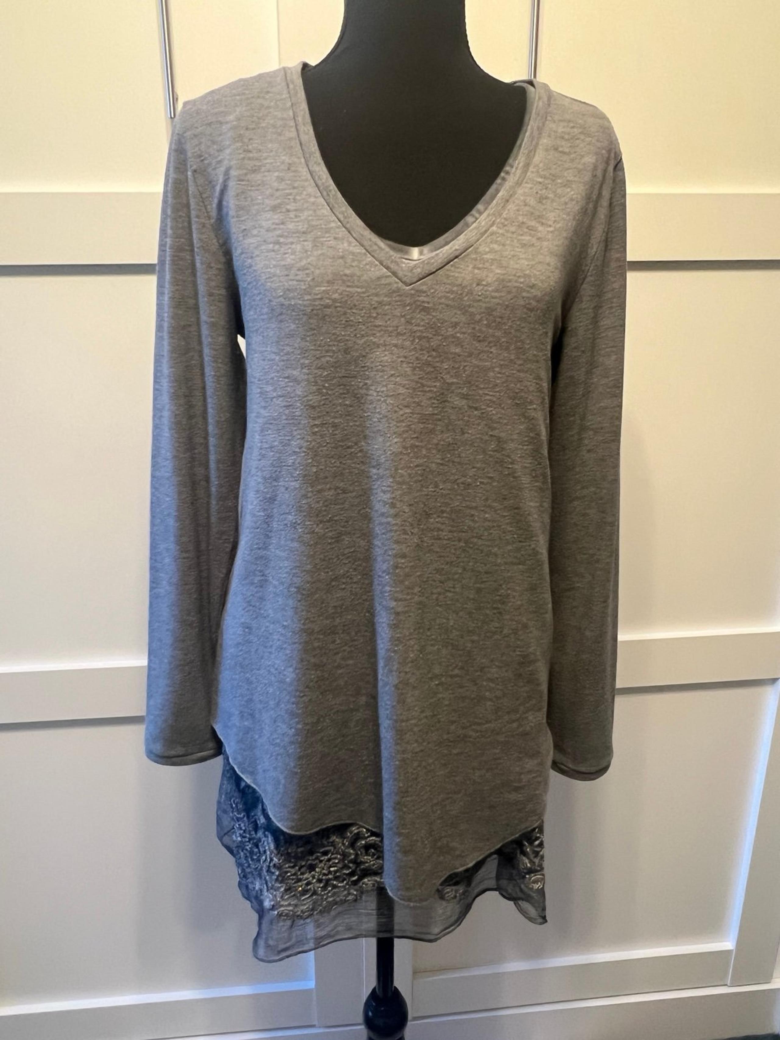 Soft Surroundings Asymmetrical Heathered Gray Sweater (and Beaded Cami*)