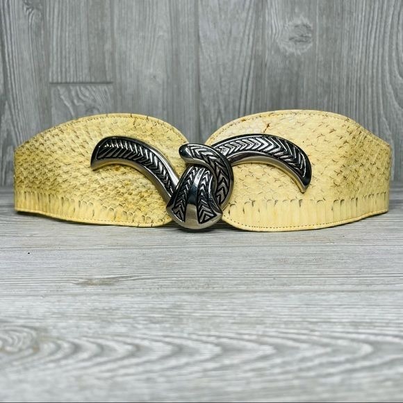 Genuine snakeskin belt from China with ornate serpentine buckle adjustable size
