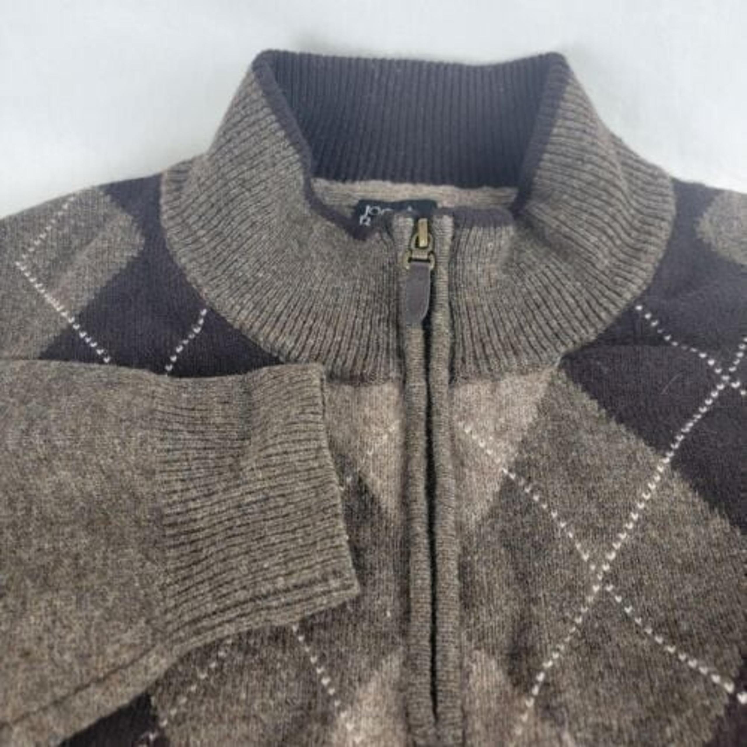Jos. A Bank Executive Collection 1/4 Zip Lambs Wool Sweater Argyle Plaid Check