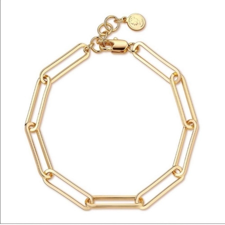 Free People Gold Chunky Papeclip Chain Bracelet