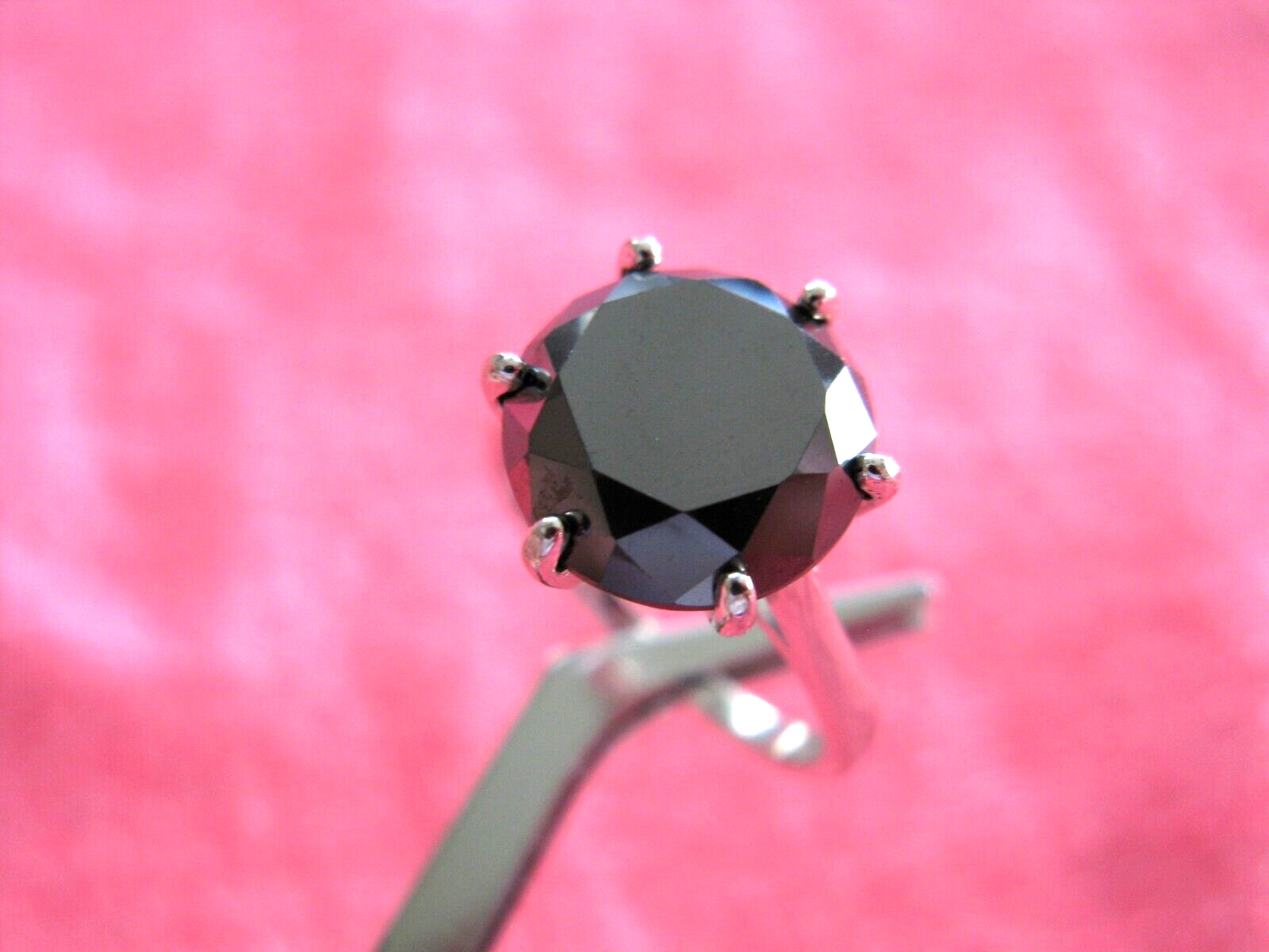 5.20ct 100% REAL NATURAL BLACK DIAMOND RING, CERTIFICATE,FR EE DIA TESTER Size 1